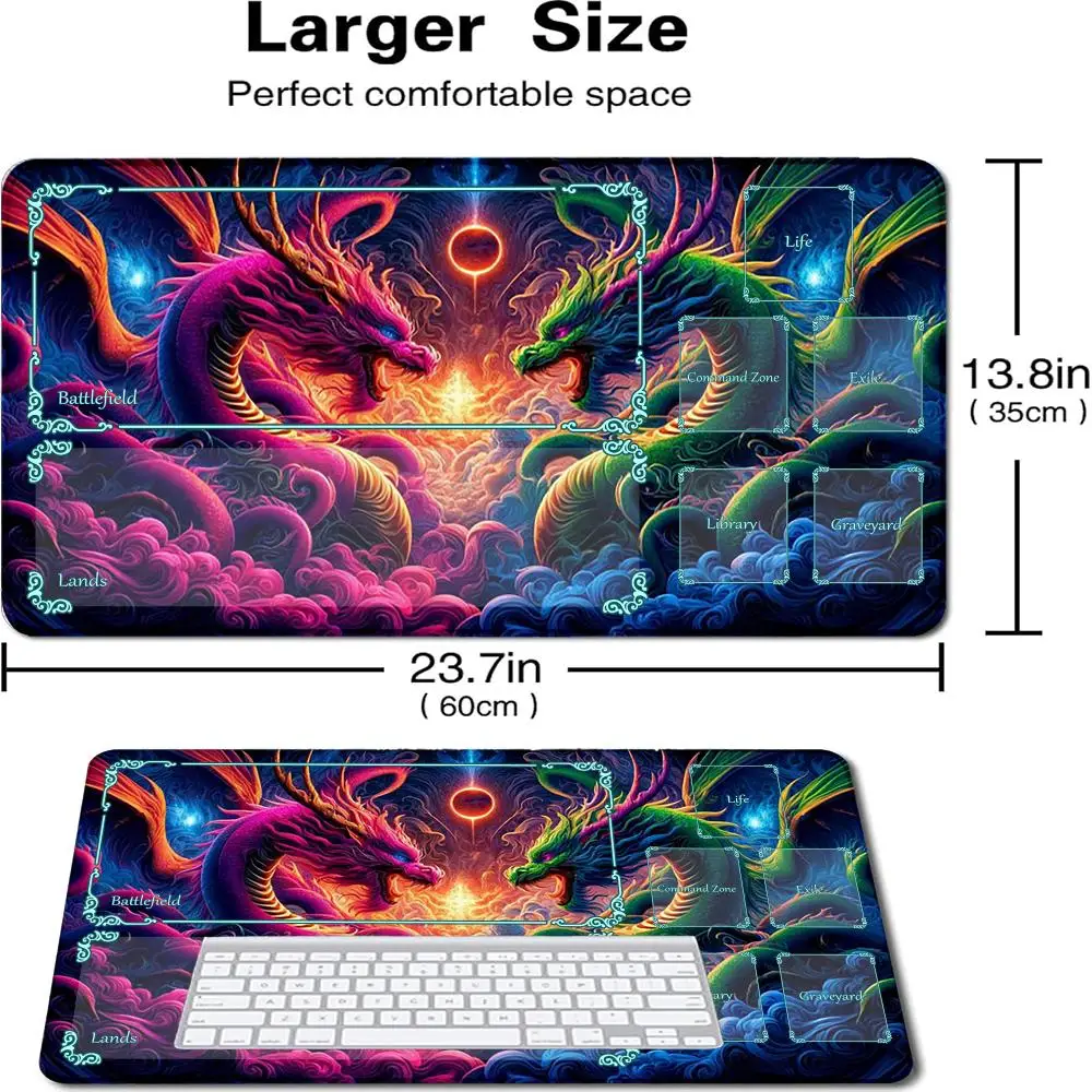 Flying Dragon pattern card playmat with zone magic DeskMat keypad mouse pad 35*60*0.2cm Play mat For Rune Battlefield MTG TCG