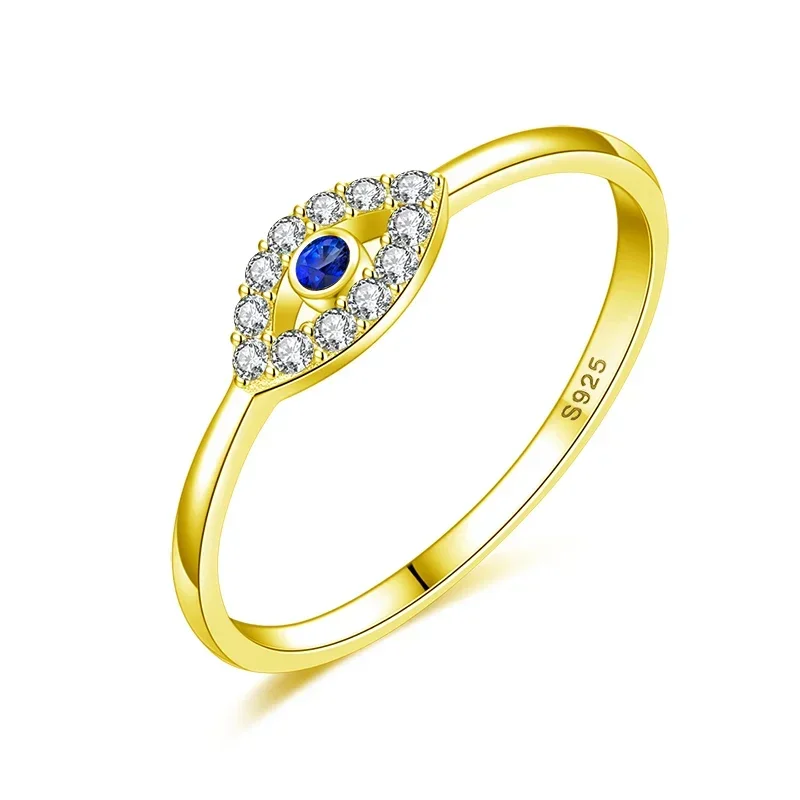 TONTGZHE, anillo de Plata de Ley 925 auténtica con dije de mal de ojo, anillos de boda de circonia cúbica azul para mujer, joyería de pavo de la