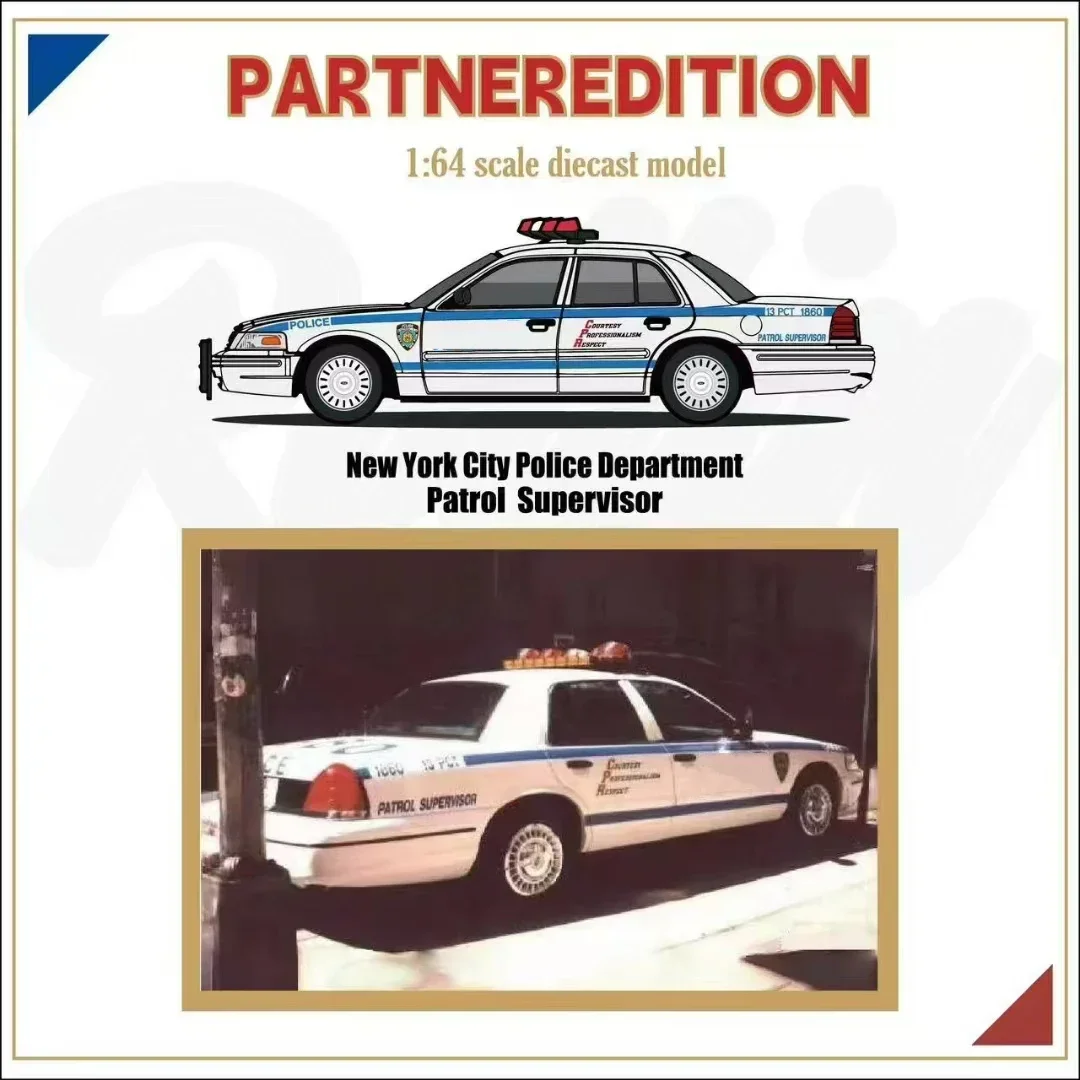 Presale Rollin 1:64 Crown Victoria CV NYC Patrol Supervisor MK2 EN114 Diecast Diorama Car Model Collection Miniature Toys