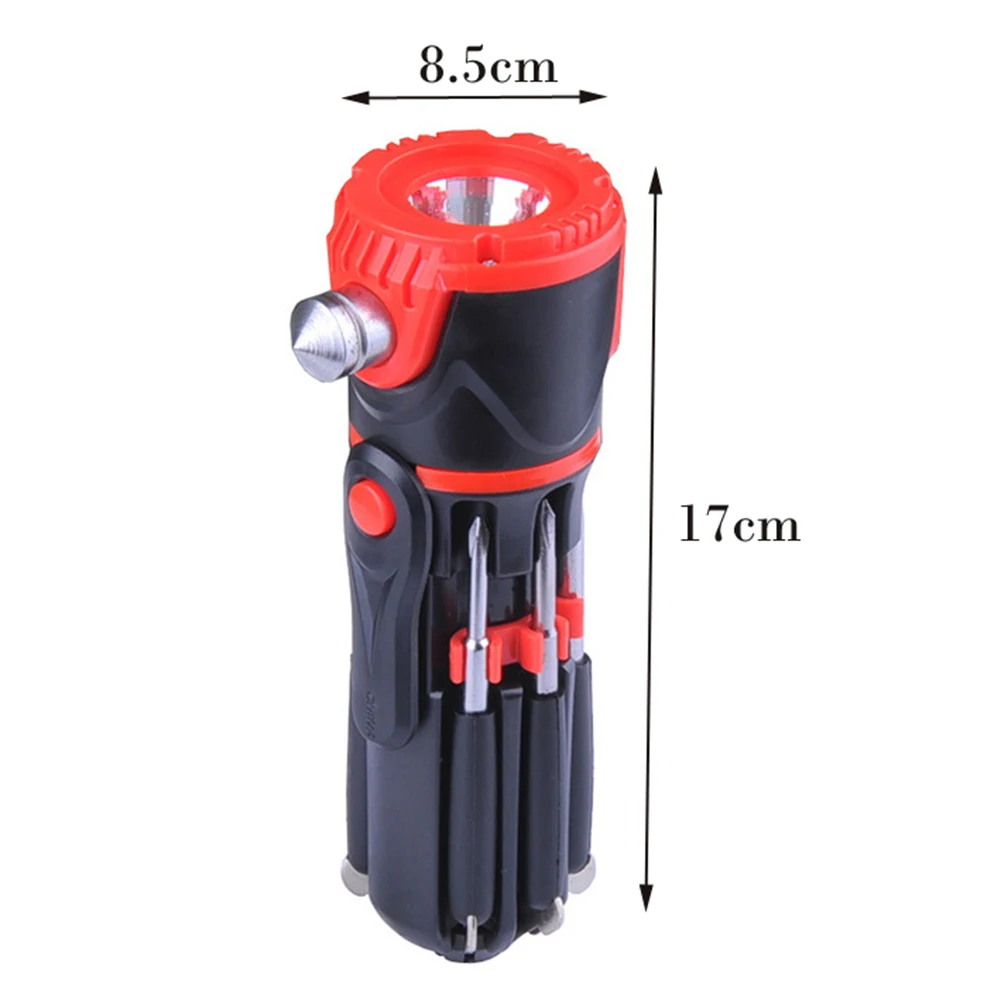 1pc 8-in-1 Screwdrivers With LED Light Multifunctional Flat Cross Screwdriver Repair Tool Kit Worklight Flashlight For Household