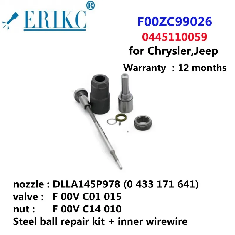 

ERIKC F00ZC99026 комплекты для капитального ремонта форсунки DLLA145P978 0433171641 клапан F00VC01015 гайка F00VC14012 для 0445110059