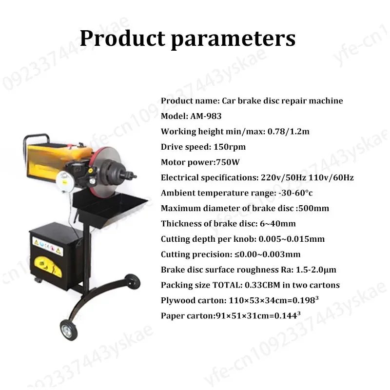 Am-983 Bremsscheibe drehmaschine 750W auf Auto-und Off-Car-Antriebs geschwindigkeit U/min Bremsscheibe ausrichtung maschine und Zubehör