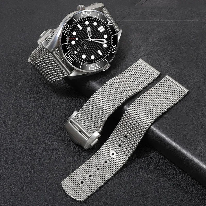 20mm Chain Watch Accessories Strap For Omega 007 Seamaster  Diver 300 Watch Band High Qualit Replace Milanese Stainless Bracelet