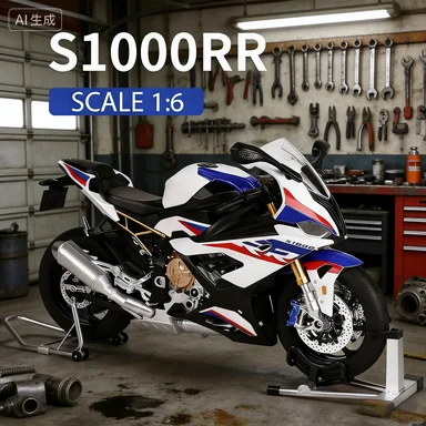 NEW 1:6 대형 모델 BMW S1000RR 모형 합금 오토바이, 어린이 생일 선물, 수집용 전시품