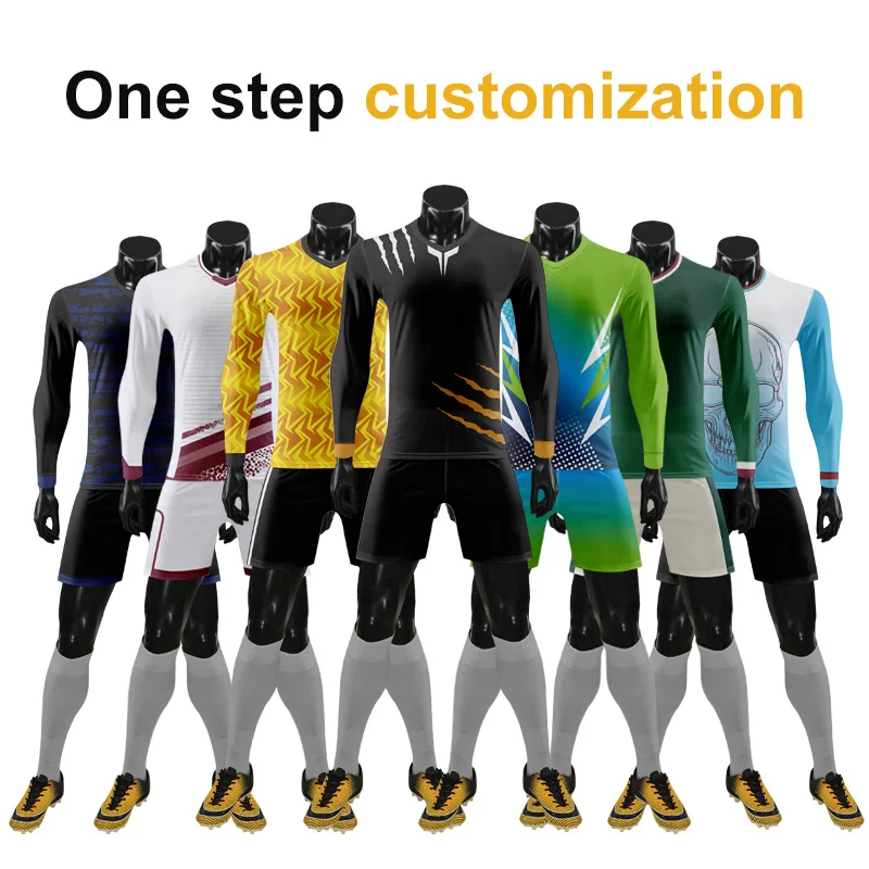 

Custom Adults Fully Sublimation Long Sleeve Football Jersey Plus Big Size Soccer Uniform Quick Dry Football Uniform WO-X1069