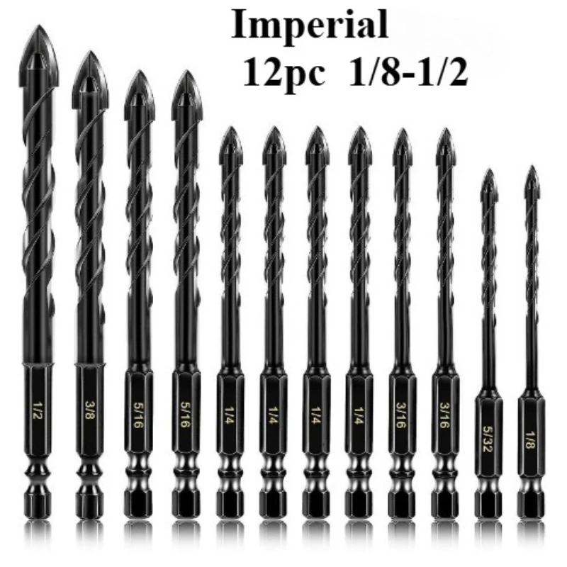 Cross Hex Tile Concrete Drill Bits For Concrete Porcelain Tile Glass Multifunction Drill Bits Kit Power Tools Drilling Drills