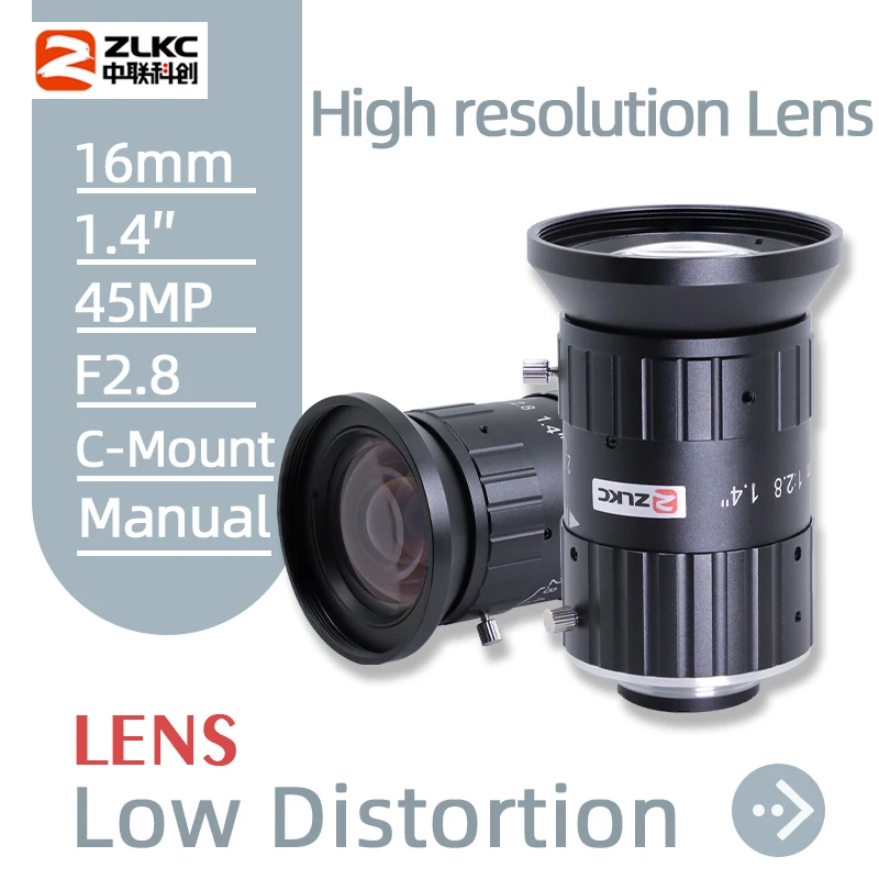 

ZLKC High Resolution 45MP Lens 1.4 Inch FA 16mm Fixed Focus C Mount 45.0Megapixel Manual Iris F2.8 Low Distortion Camera