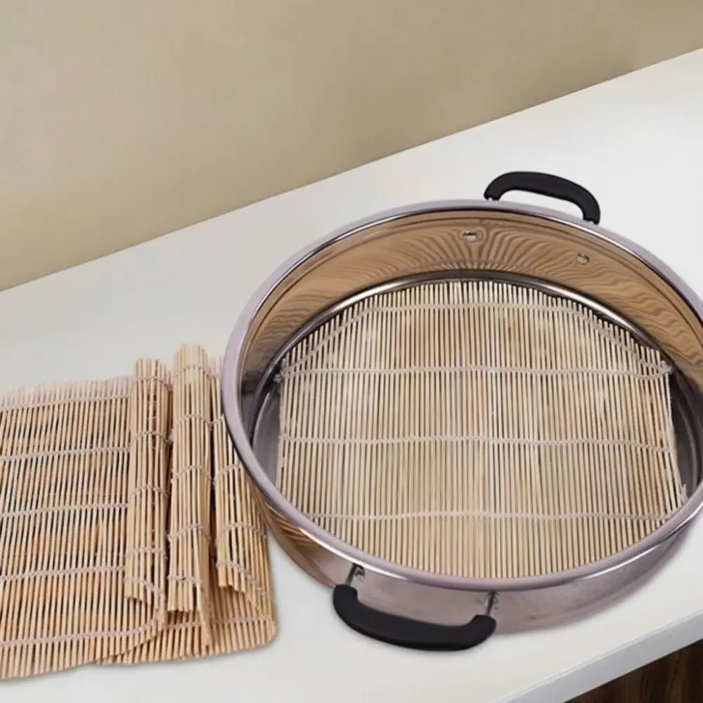 Multi-size Non-stick Round Steamer Liner Natural Eco-friendly Bamboo Steamer Pad Steamers Mat Bun Steaming