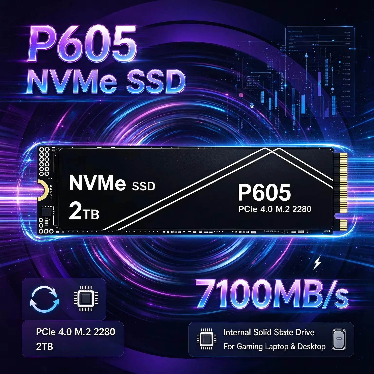 M.2 Nvme 4Tb Pcie 4.0 Ssd - PCIe 4.0 M.2 2280 interne schijf,