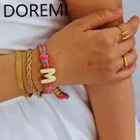 

DOREMI Initial Letters Bracelet One Letter Rope Chain Bracelet Colorful Rope Chain Customized Big Letters