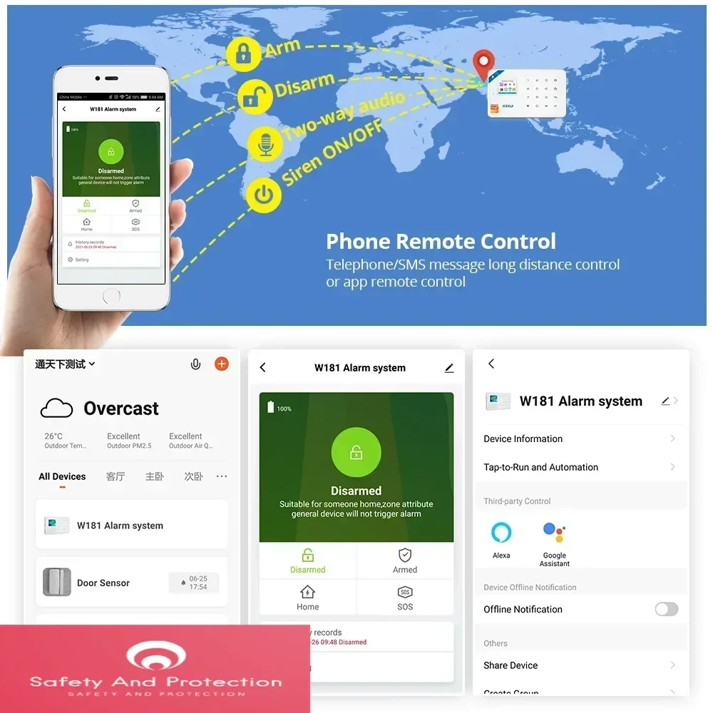 

Беспроводная система сигнализации KERUI W181 Tuya Smart APP для дома, Wi-Fi/GSM, охранная сигнализация от взлома, система безопасности для дома, внутренняя и наружная камера.