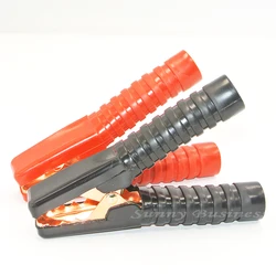 2Pcs Plastic Insulated Coated Copper Boots Car Battery Alligator Clip Test Clamp Black Red 200A for Car Auto Vehicle