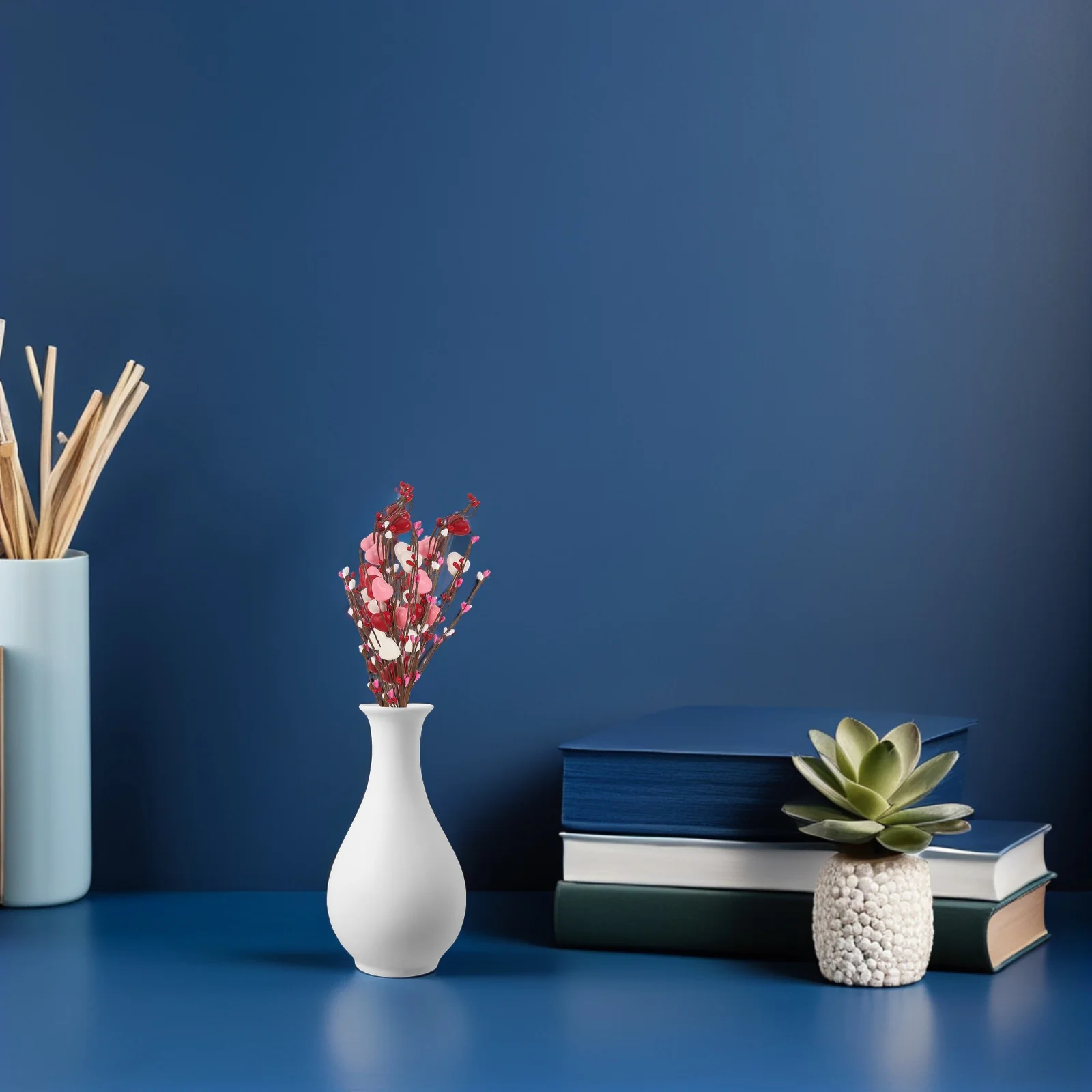 

6Pcs Heart Shaped Artificial Berry Branches Valentine Decoration Faux Berries Stems Picks Vase Display Simulation Fruit Branches