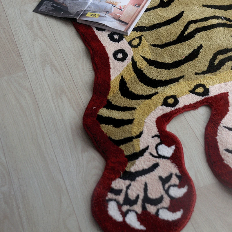 Tibetan Tiger Carpet Super Soft Tufted Animal Bedside Carpet Non-slip Absorbent Bathroom Mat Home Decor Living Room Area Rugs