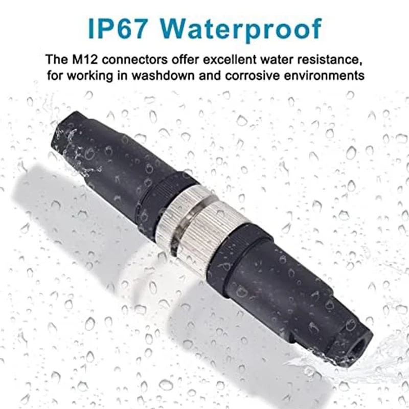 

Replacement M12 5 Pin Male And Female Receptacle Panel Aviation Wire Connector, 12Mm Industrial Circular Connector, IP67,4 Set