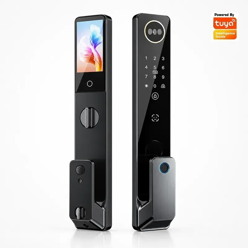 TUYA Smart Password Door Lock Fingerprint Face Recognition Remote Control Peephole Camera Home Security for Wooden Door