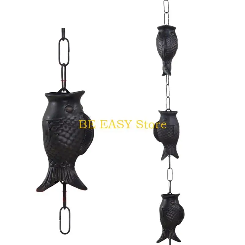 E28F Antique Finish Hammered Copper Rain Chain Creating Relaxing Water Sounds In Meditations Gardens With Artistic Design For