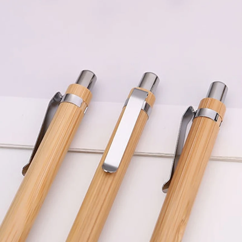 QX2B 10x قلم من الخيزران قابل للسحب قلم كتابة اللوازم المكتبية المدرسية