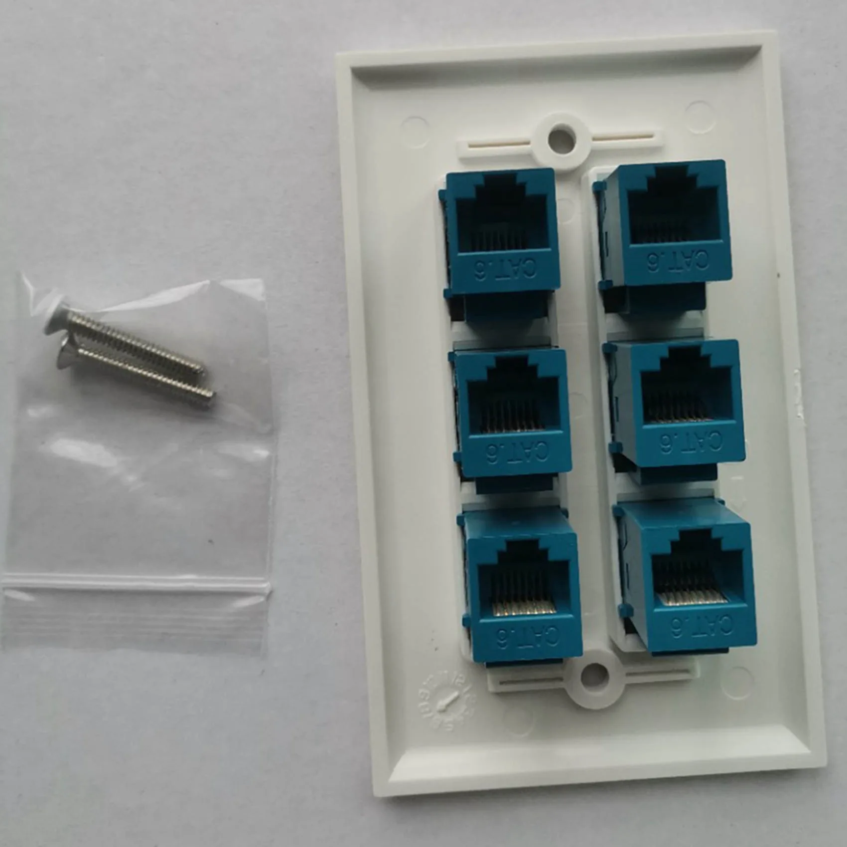 X64A-2X Cat 6 Ethernet Wall Plate 6 Port,Ethernet Wall Plate Female-Female Removable Compatible With Cat7/6/6E/5/5E