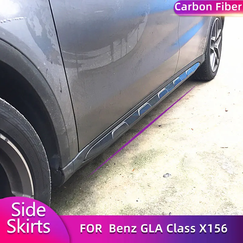 Carbon Fiber Side Skirts Extensions for Mercedes Benz GLA Class X156 GLA45 AMG GLA200 2015-2019 Car Side Apron Lip Body Kits