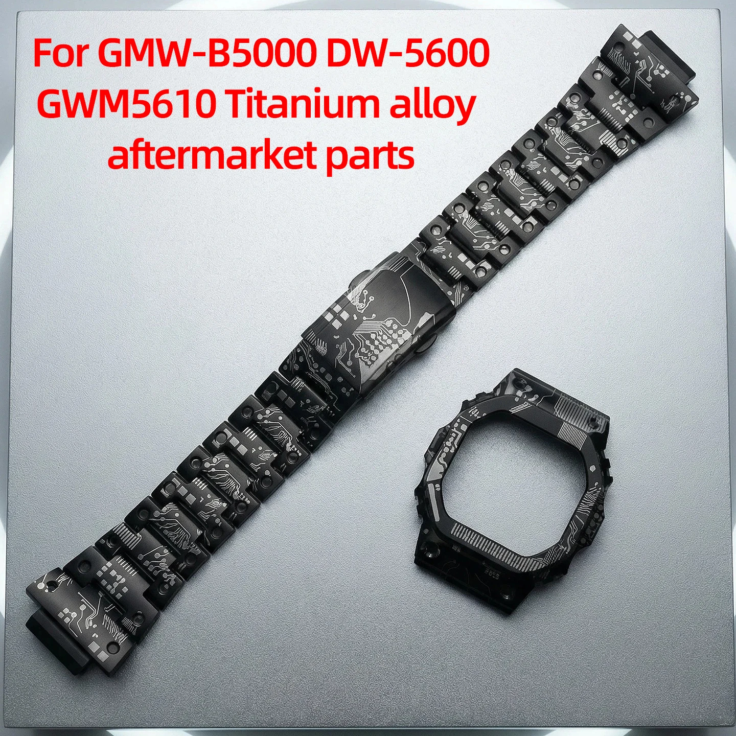 DW5600 Circuit Board Titanium Alloy Strap+Case Modification Accessories for Casio Square Series Modified Stainless Steel GWM5610