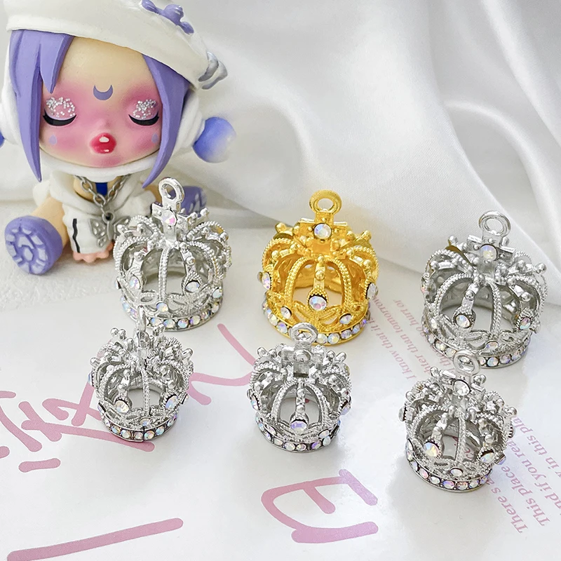 

Fashion Luxury Vintage 3D Crown Pendant Zircon Charm DIY Handmade Necklace Hair Accessories Gold Plated Jewelry Findings