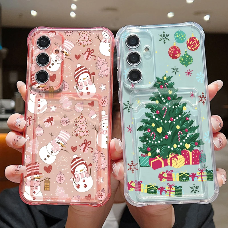 Card Bag Phone Case For Samsung Galaxy S26 S25 S24 Ultra S25 FE A18 A57 A37 A17 A56 A27 A55 A36 A16 Christmas Tree Printed Cover