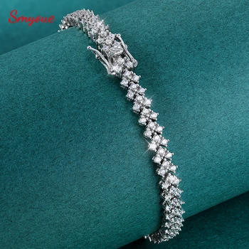 Smyoue 14-23CM 100% Real Moissanite Tennis Bracelets for Women Men Hip Hop Silver 925 Chain Simulated Diamond Jewelry