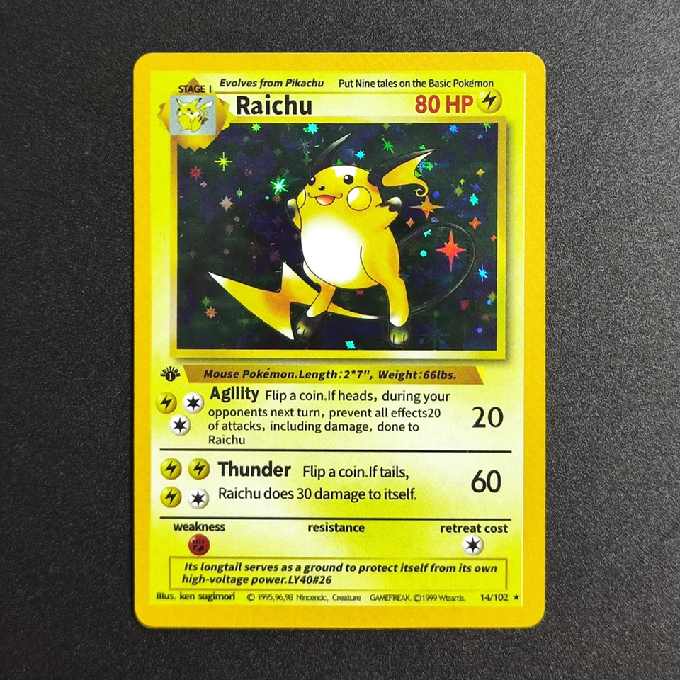Proxy Pokemon Card EN Base Set 1st Edition-Raichu 14-102 Super