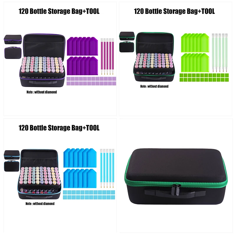 

Diamond Painting Storage Containers 120 Slots Accessories and Tools Portable Diamond Art Storage Case Beads Storage Box Bag Jar