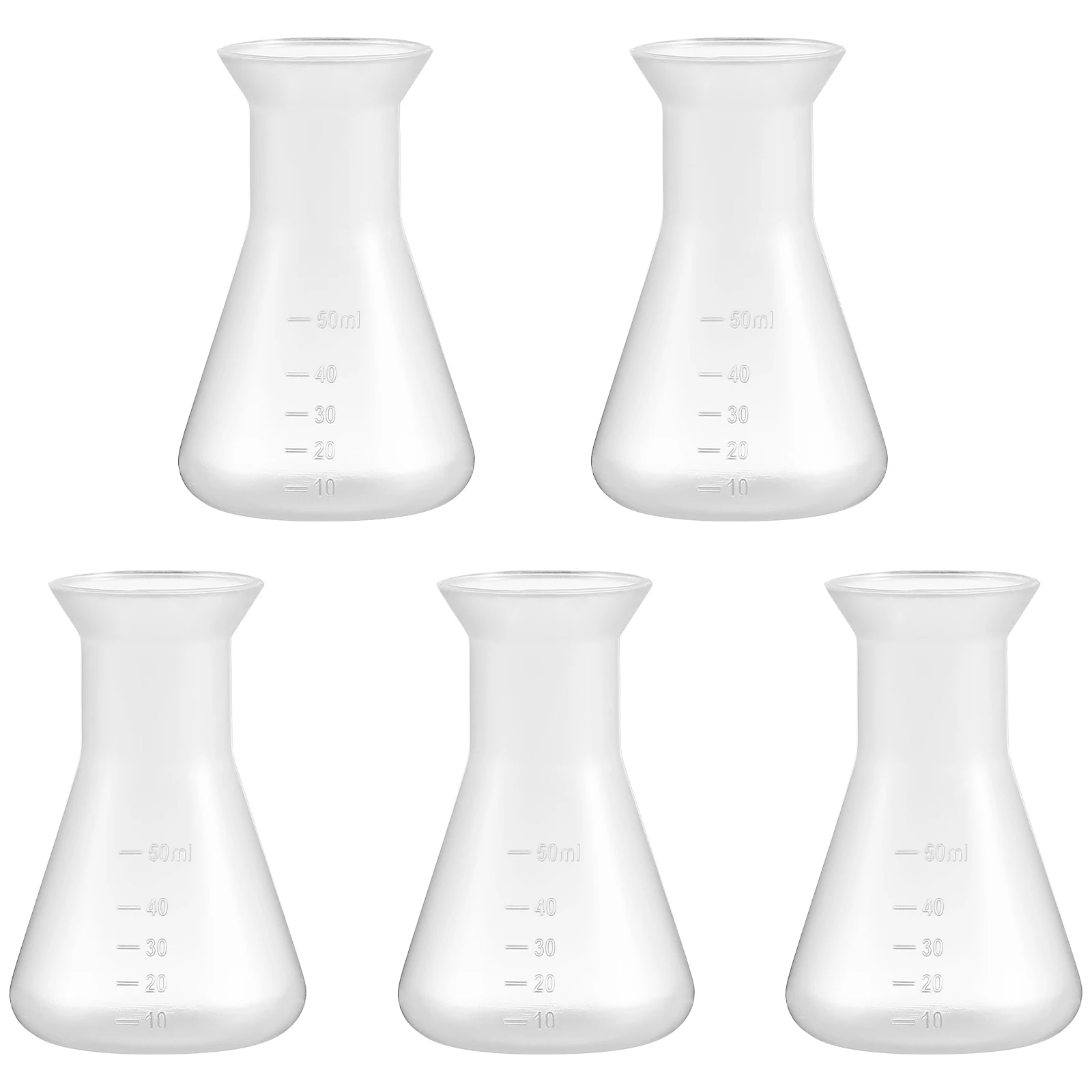 

5 Pcs Easy Hold Plastic Beakers Conical Flasks For Scientific Research Laboratory And Chemistry Experiments