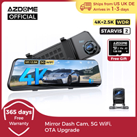 AZDOME 4K+2.5K Dash Cam PG17 Pro Dual HDR Rear View Mirror Camera STARVIS2 Sensor 5G WiFi OTA Upgrade Timeline Playback