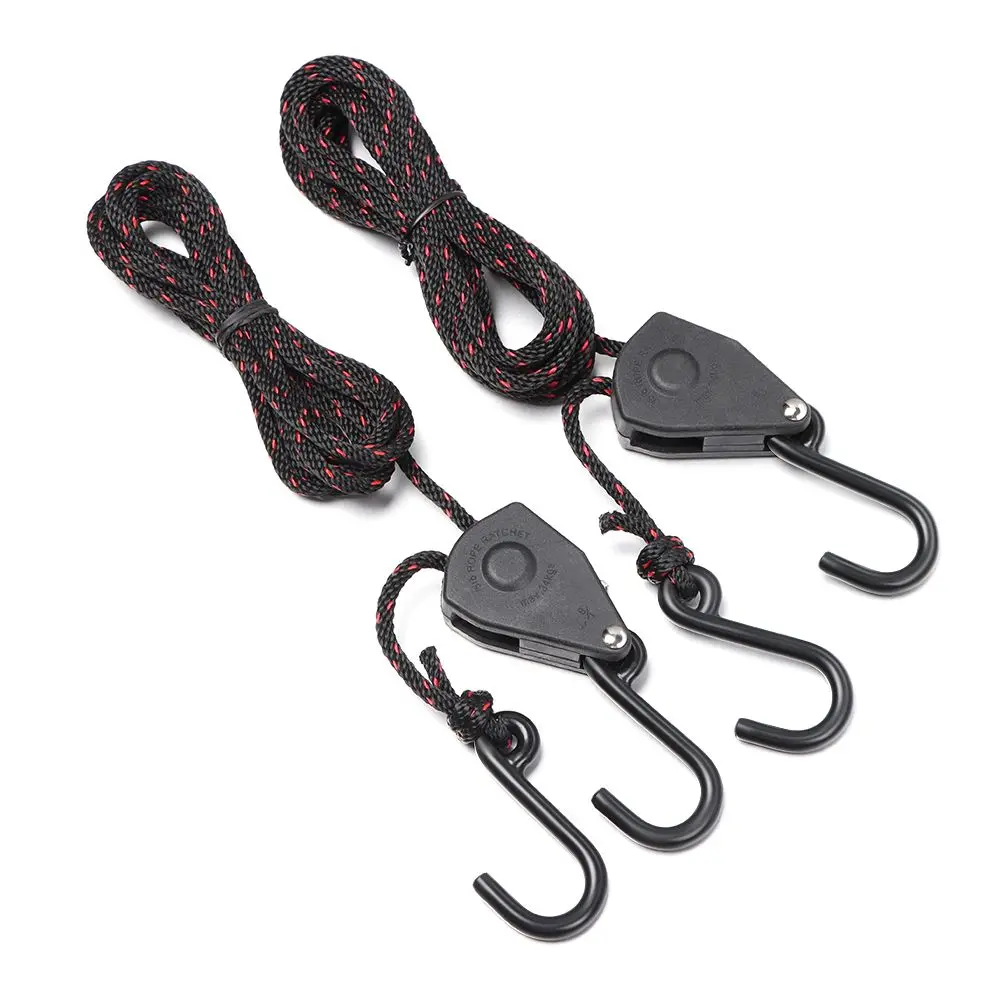 1Set Sling Pulley Ratchets Kayak And Canoe Boat Bow Stern Rope Lock Tie Down Strap Heavy Duty Adjustable Hanging Rope Clip