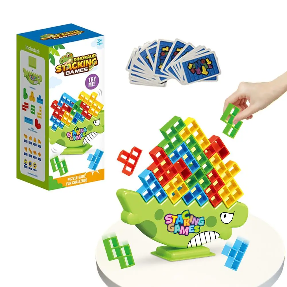 16 /32/48/64 Blocks Building Block Brick Toy Balance Stacked High Tower Swing Game Desktop Toy For Children Christmas Birthday