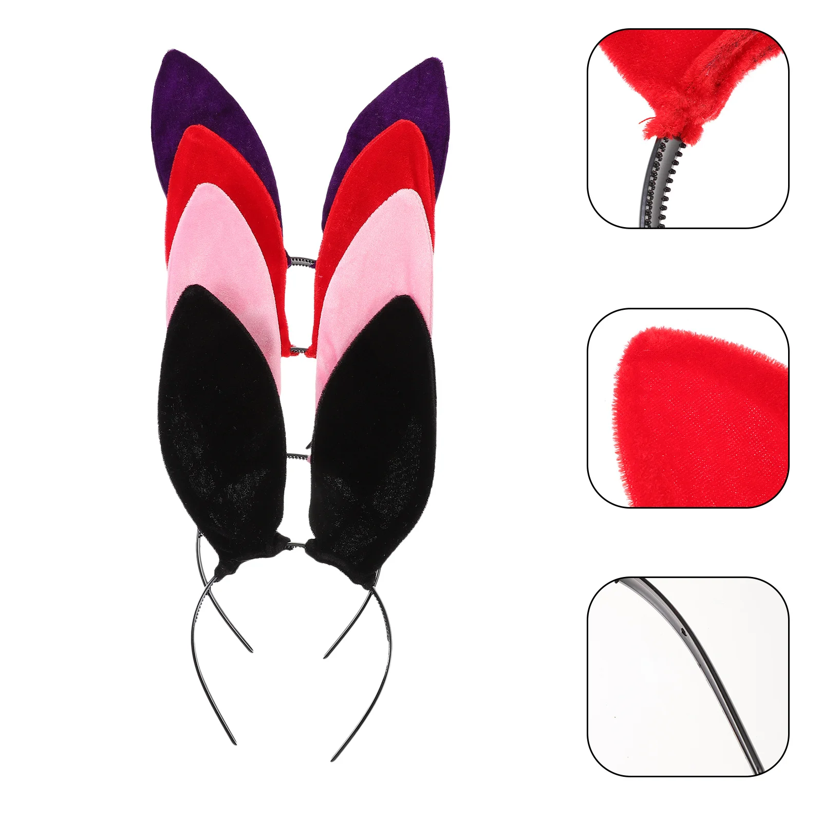 

4Pcs Black Cloth Rabbit Ears Headband Stylish Hair Accessories for Halloween Christmas Cosplay Party Bunny Hairband