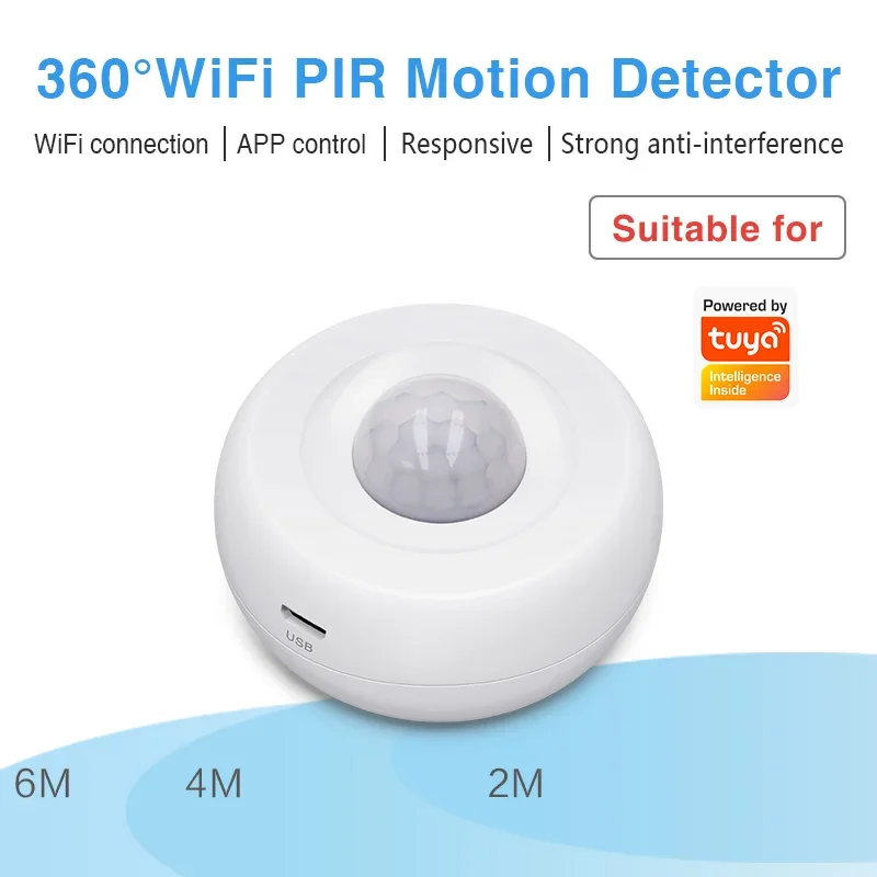 Tuya Smart WiFi Infrared Detector, Intelligent Monitoring, Safeguard Your Home Security, Compatible With Alexa And Google.