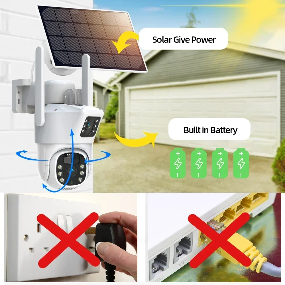 Imagem -06 - Dual Lens Solar Câmera com Dual Screen Detecção de Movimento Cctv Human Auto Tracking Câmeras de Vigilância 4k 8mp Wifi