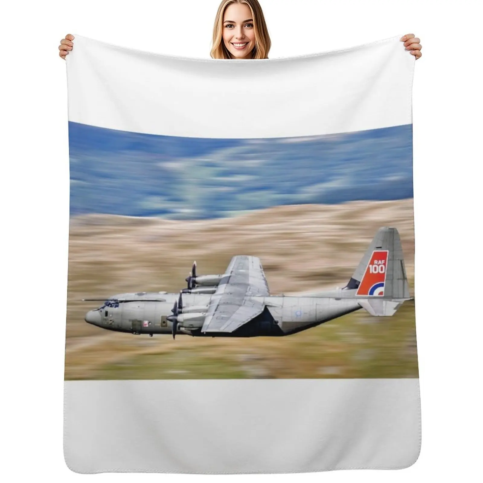 Manta suave y afelpada RAF C130 Hercules Low Level in the Mach Loop, antideslizante, para el hogar