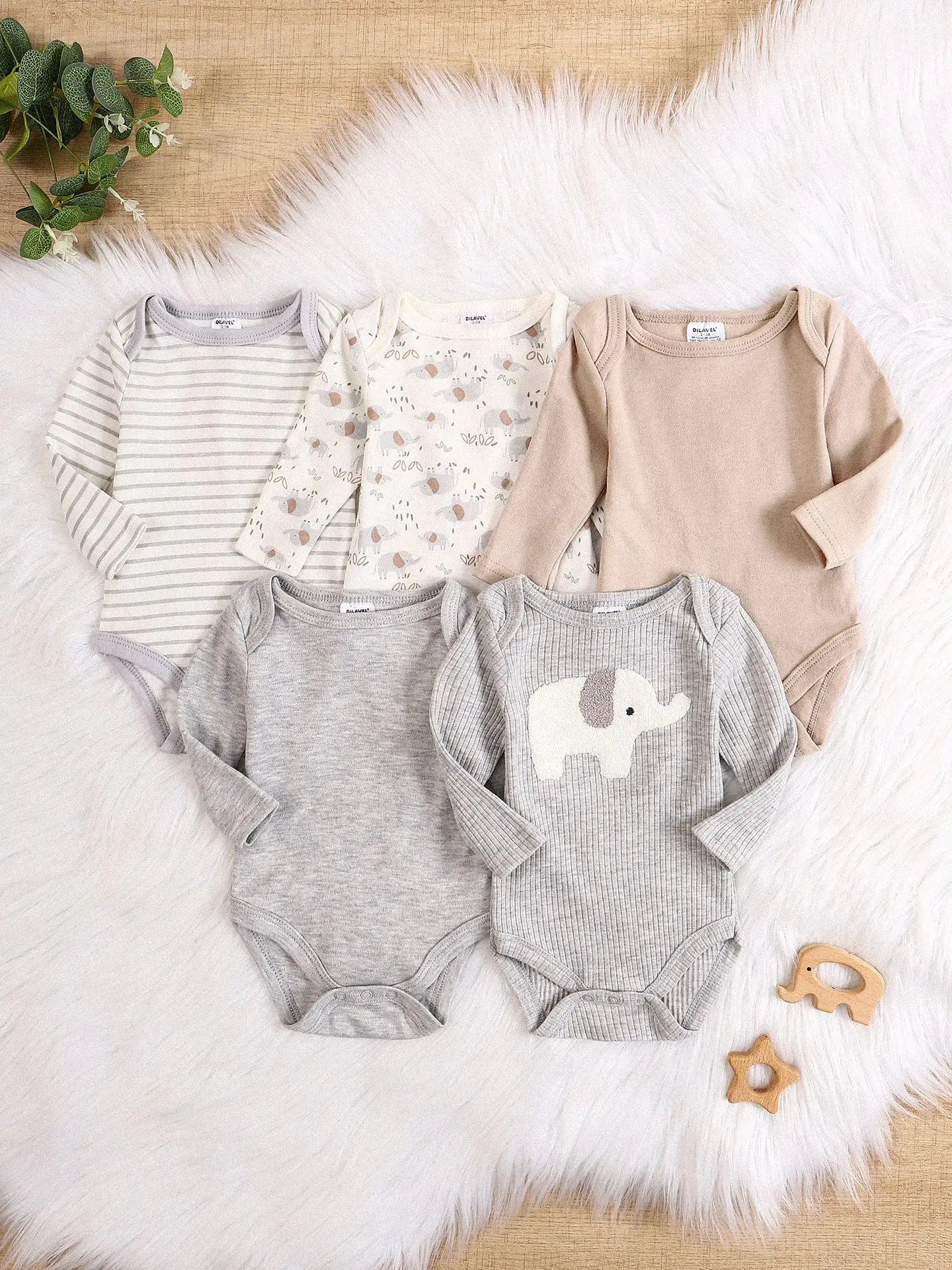 5PCS/Lot 100% Cotton Soft Baby Bodysuits Long Sleeve for Newborn Boy Girl Infant Onesies Bebe Clothes Baby Shower Gifts