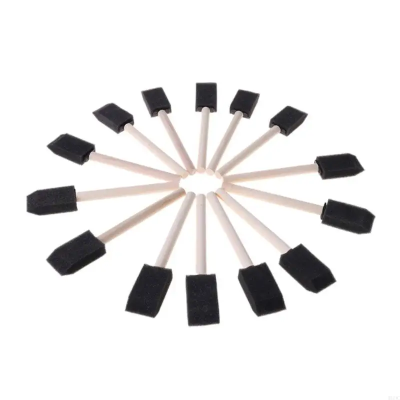 W89Cポータブル絵画フォームブラシスモールフォームブラシスポンジブラシ木製ハンドルアーティストの描画セット