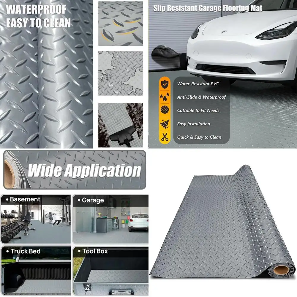 

Утолщенный ПВХ-коврик для пола гаража, 8 футов x 9 футов, сверхпрочный, водонепроницаемый, противоскользящий, для автомобилей, прицепов, внедорожников, подвалов, спортзалов (G)