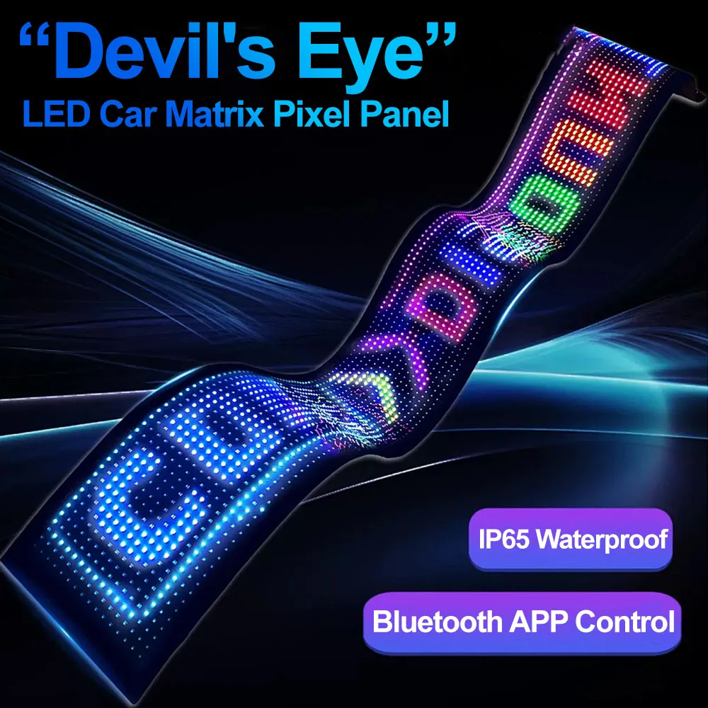 LED شاشة مرنة علامة السيارة لعيون الشاحنة RGB LED مصفوفة بكسل لوحة سيارة تسجيل الرسوم المتحركة التحكم عن بعد ضوء العرض المرن
