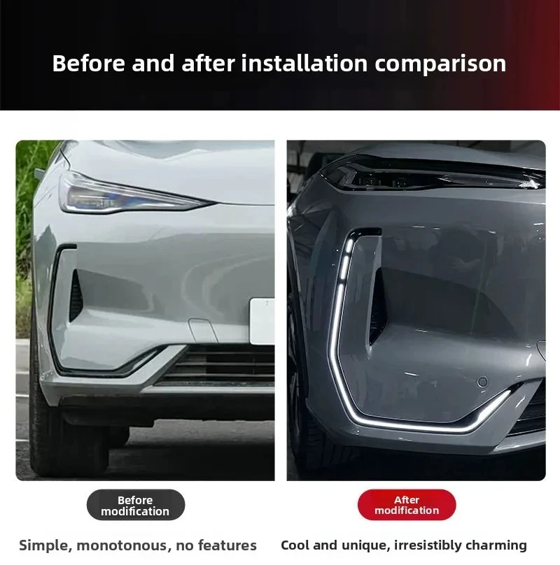 For Geely EX5 E5 2025 2026 Car Led Daytime Running Light Dynamic Turn Signal Front Bumper Fog Light Modification 12V Daylights detail image 2