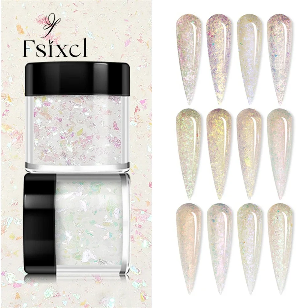 FSIXCL-pó de imersão acrílico com flocos, Nail Art Glitter Material, DIY escultura extensão, pó de pigmento, 12 cores