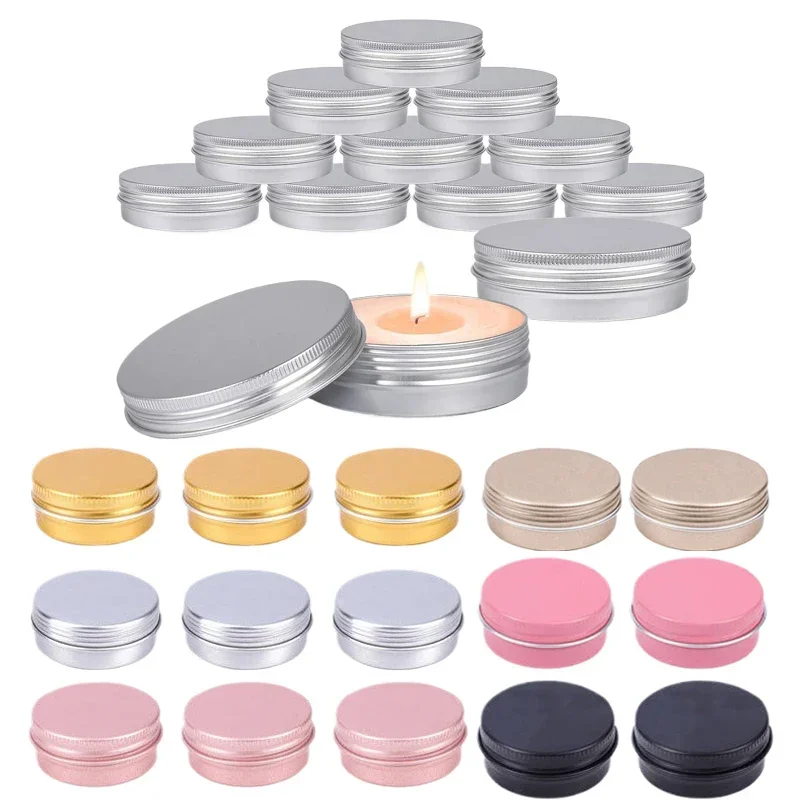 Jarros De Lata De Alumínio Para Maquiagem De Viagem, Recipientes Portáteis Para Cremes, Creme, Unhas, Vela, Cosméticos, Latas De Chá, Caixa De Metal, 5g-60g, 50PCs