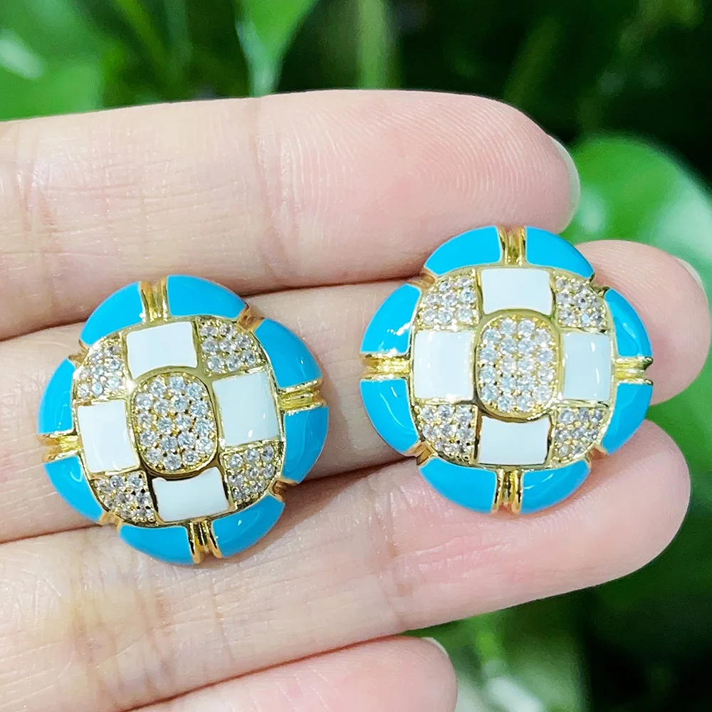 

Missvikki New Luxury Romantic Round Stud Earrings for Women Bridal Drop Dangling Earrings Party Wedding Jewelry Gifts