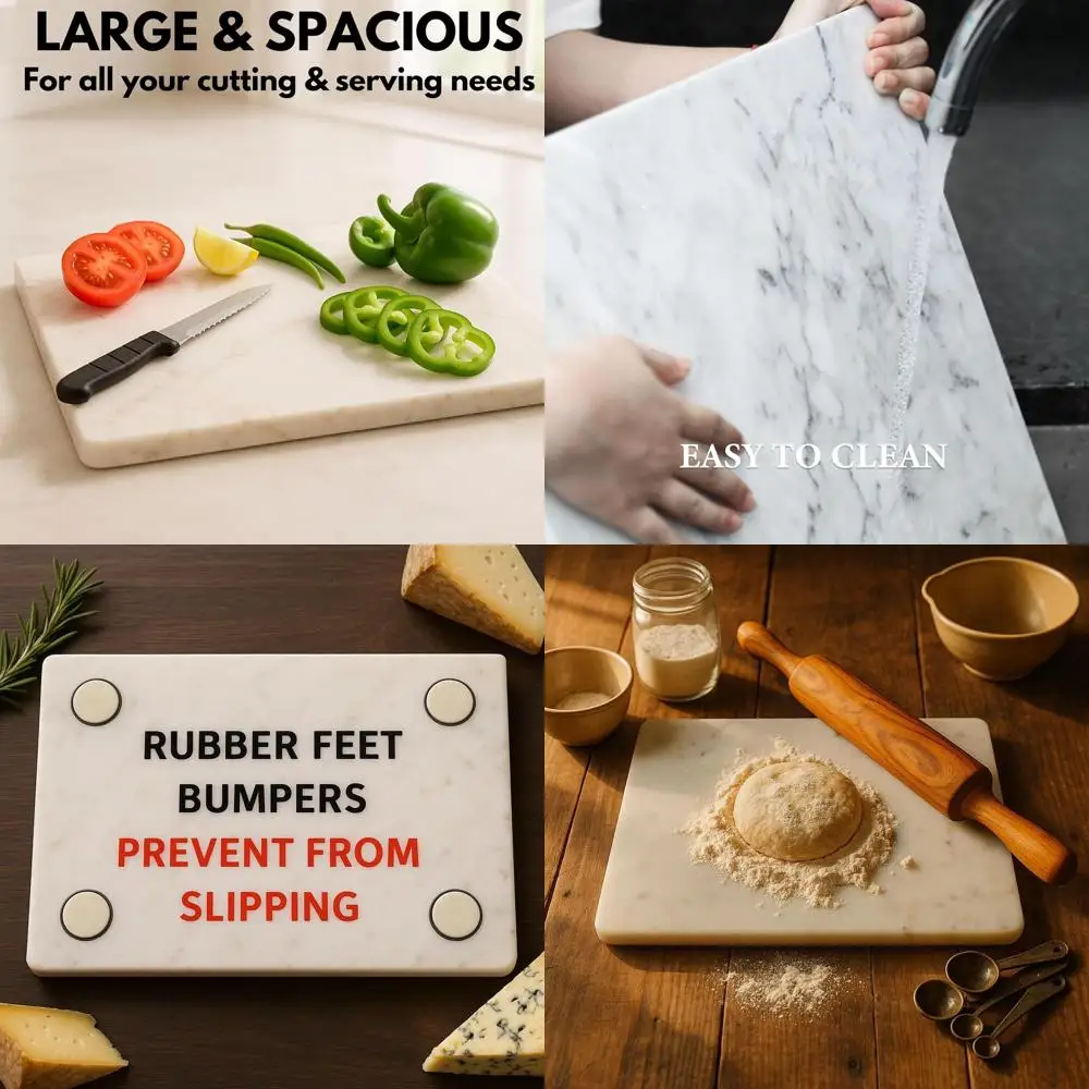 

Кондитерская и разделочная доска из натурального камня, мрамора — 10x14 дюймов, нескользящая, многофункциональная для выпечки, сервировки и многого другого