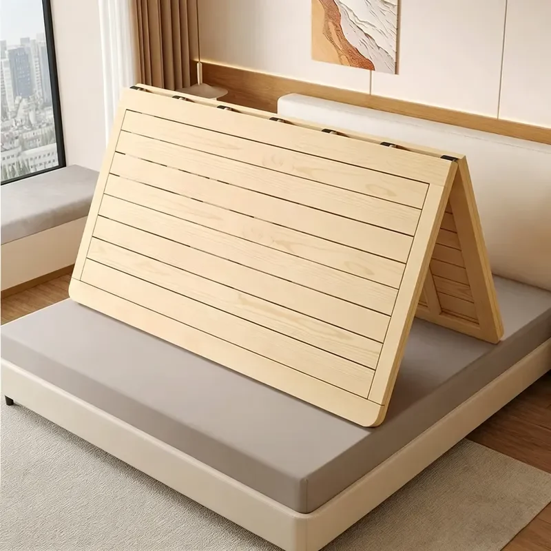 Simple Folding Double Bed Base Pine Wood Platform Frame Support Tatami RV Camper Wooden Slats