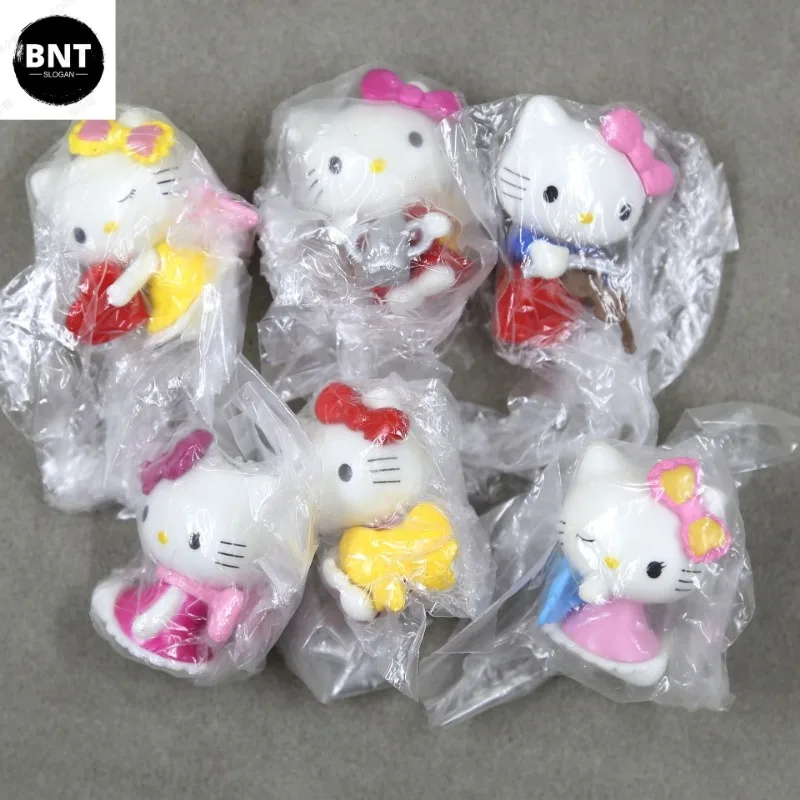 6Pcs Sanrio Hello Kitty Dolls Decoration Anime Action Figure Q Figural Cute Toy Gift Desk Cake Decoration Children Birthday Gift