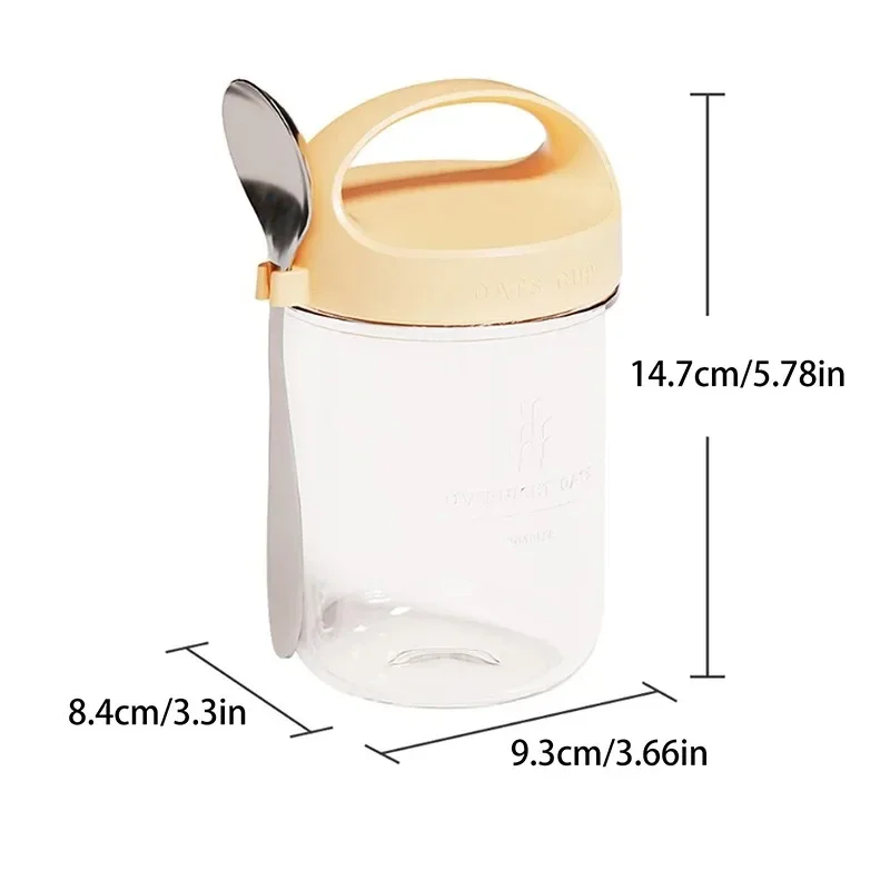 430ML Ontbijt Kopjes Havermout Granen Moer Yoghurt Salade Container met Lepel Lekvrij Melk Cups Soda Limoen Glas Voedsel opbergdoos